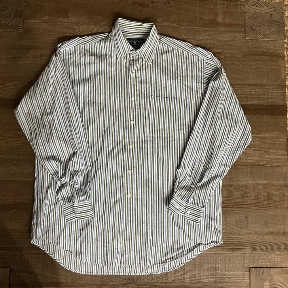 Ralph Lauren Blue and White Striped Casual Shirt
